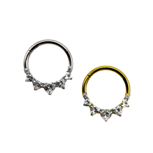 Titanium front facing heart gem ring