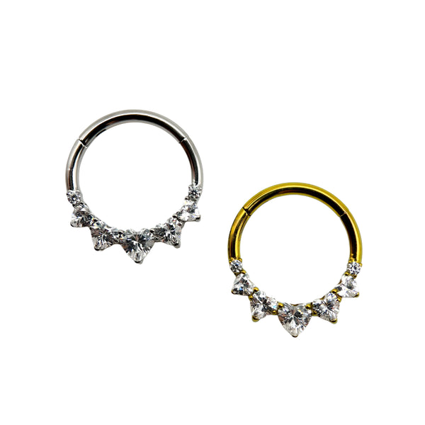 Titanium front facing heart gem ring