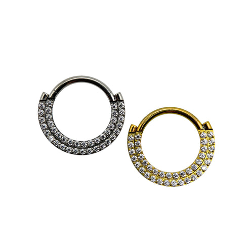 Titanium two row gem ring