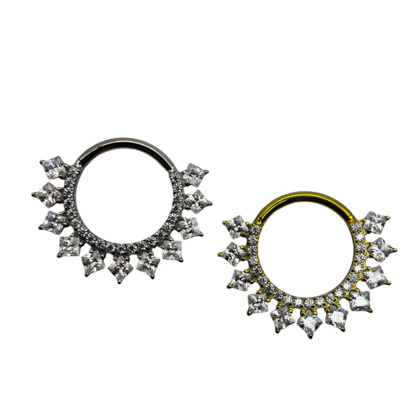 Titanium princess cut gem ring