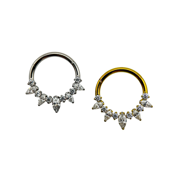 Titanium marquise and round gem ring