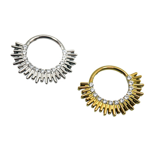 Titanium sunburst gem ring