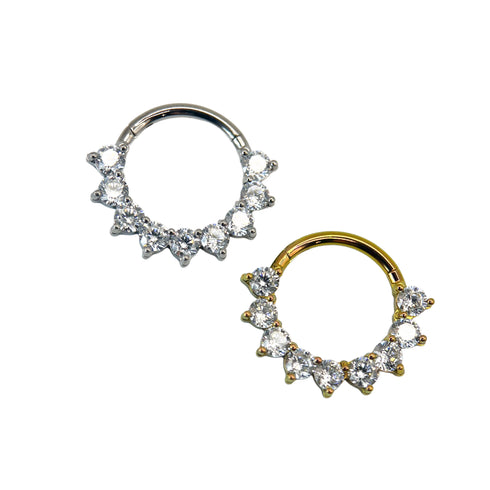 Titanium front facing round gem ring