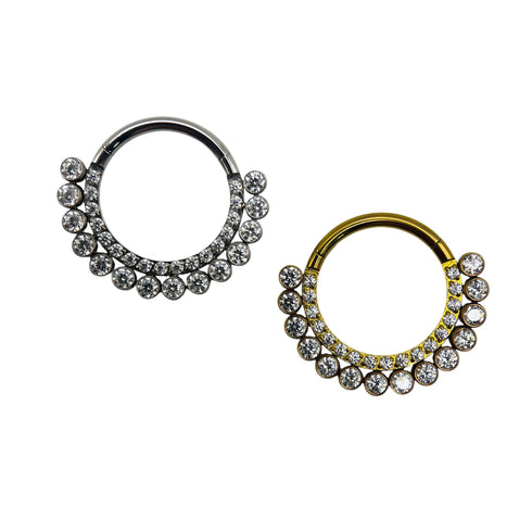 Titanium front facing gem ring