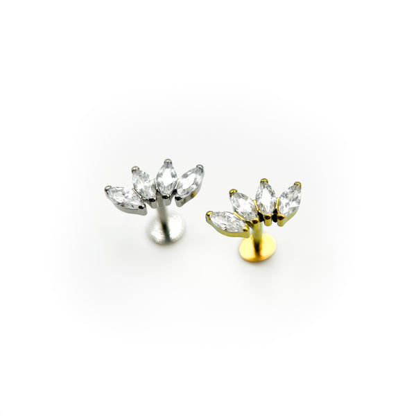 Titanium four gem marquise labret