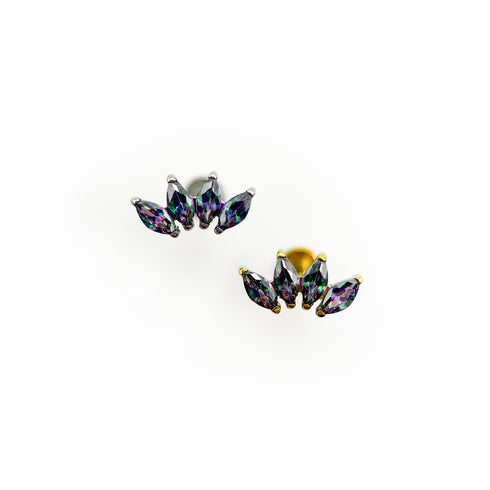 Titanium four gem marquise labret