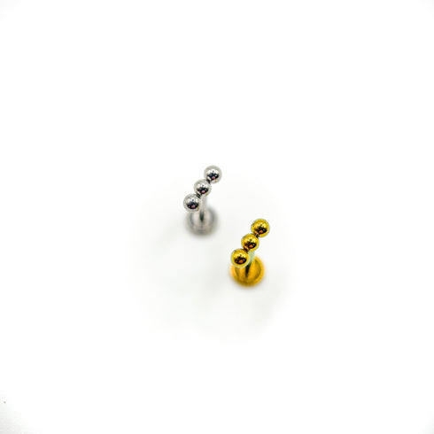 Titanium triple bead labret stud
