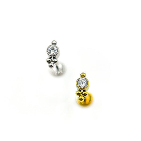 Titanium gem and trinity bead labret