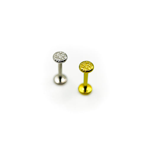 Titanium disk textured labret stud