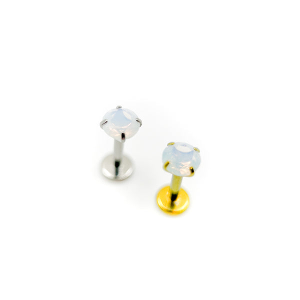 Titanium opal labret stud