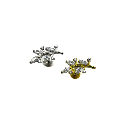 Titanium crystal leaf labret