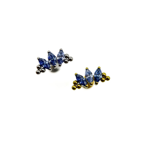 Titanium triple marquise beaded labret