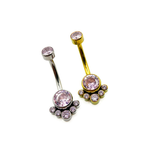 Titanium navel gem cluster piercing
