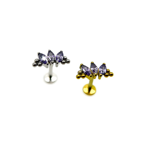 Titanium triple marquise beaded labret