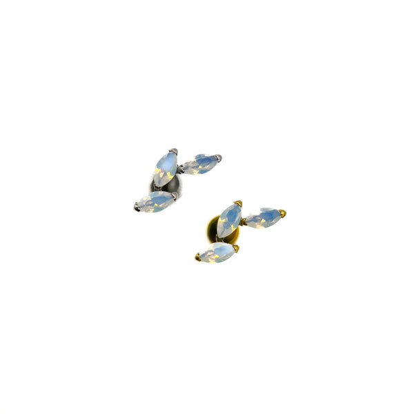 Titanium triple marquise opal leaf labret stud