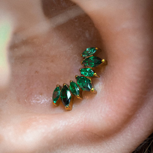 Titanium multiple marquise gem labret