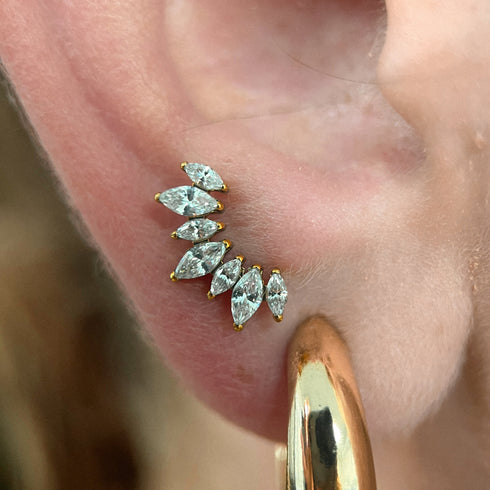 Titanium multiple marquise gem labret