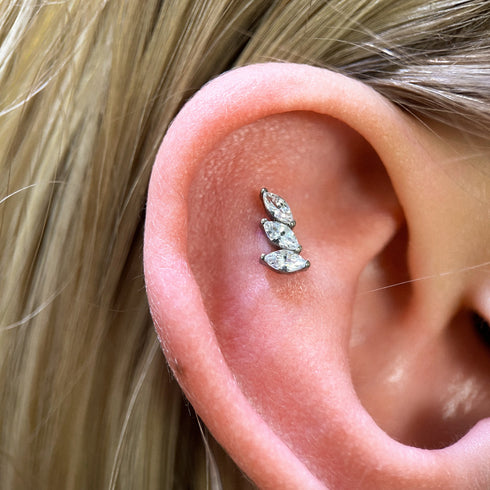Titanium triple curved marquise labret